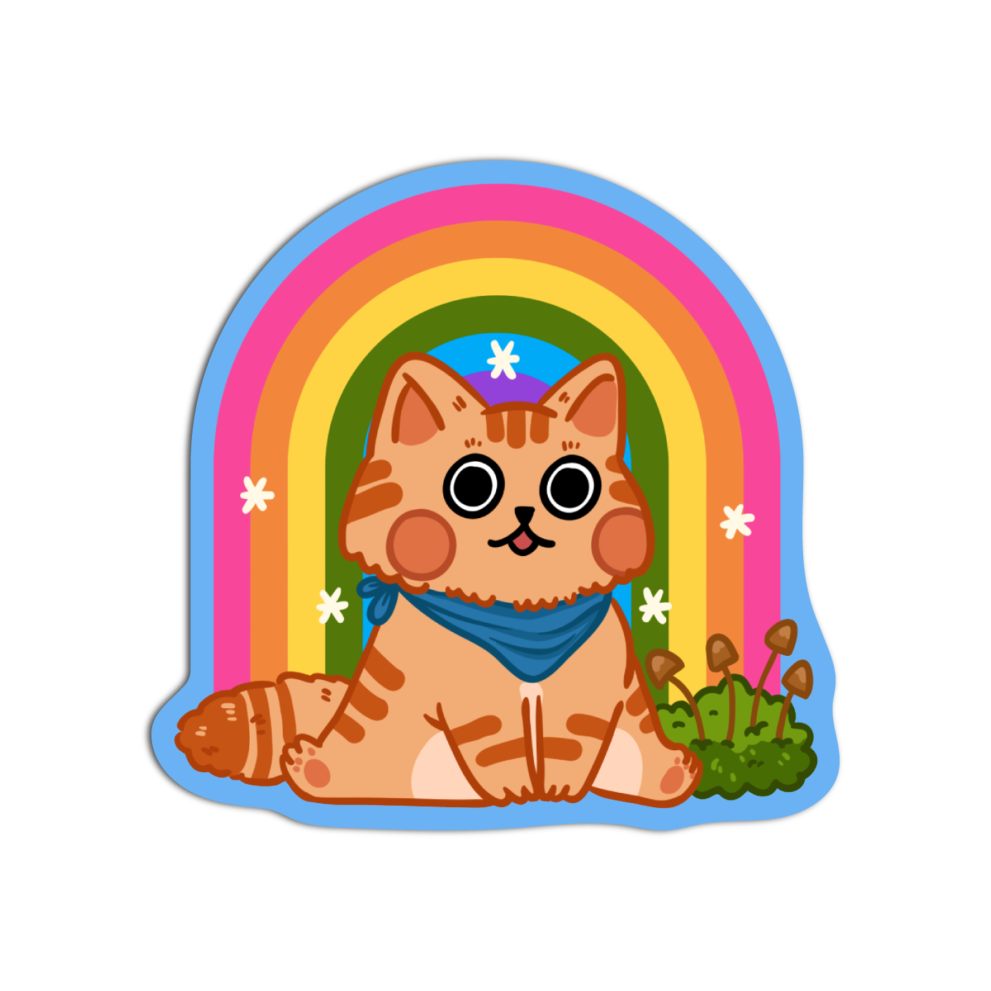 Kawaii Rainbow Dazed Cat Vinyl Waterproof Stickers