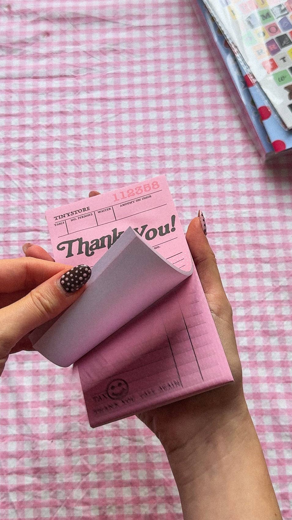 TINY STORE Signature Pink 'Thank You' Notepad