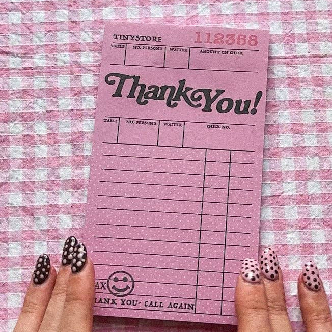 TINY STORE Signature Pink 'Thank You' Notepad