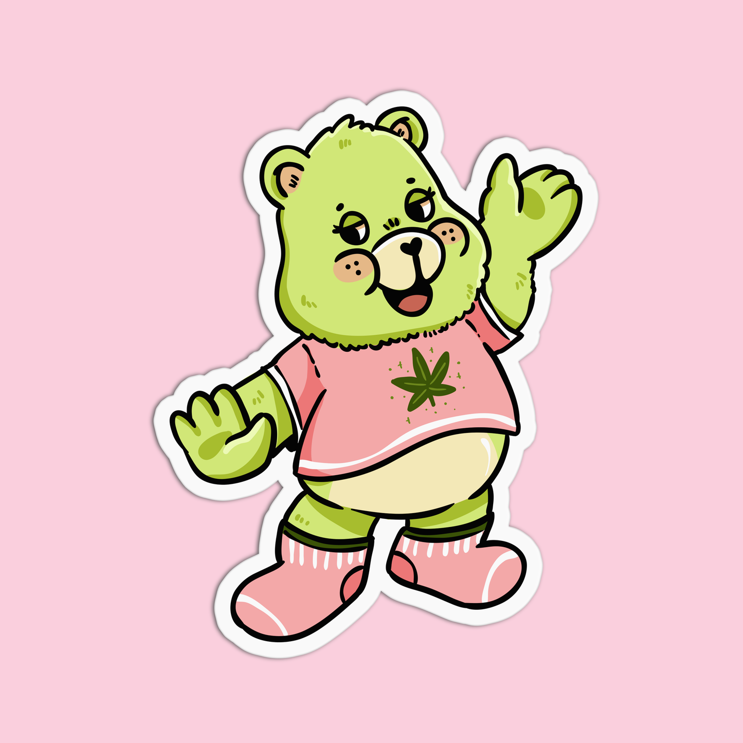 Canna Bear Textured Stickers