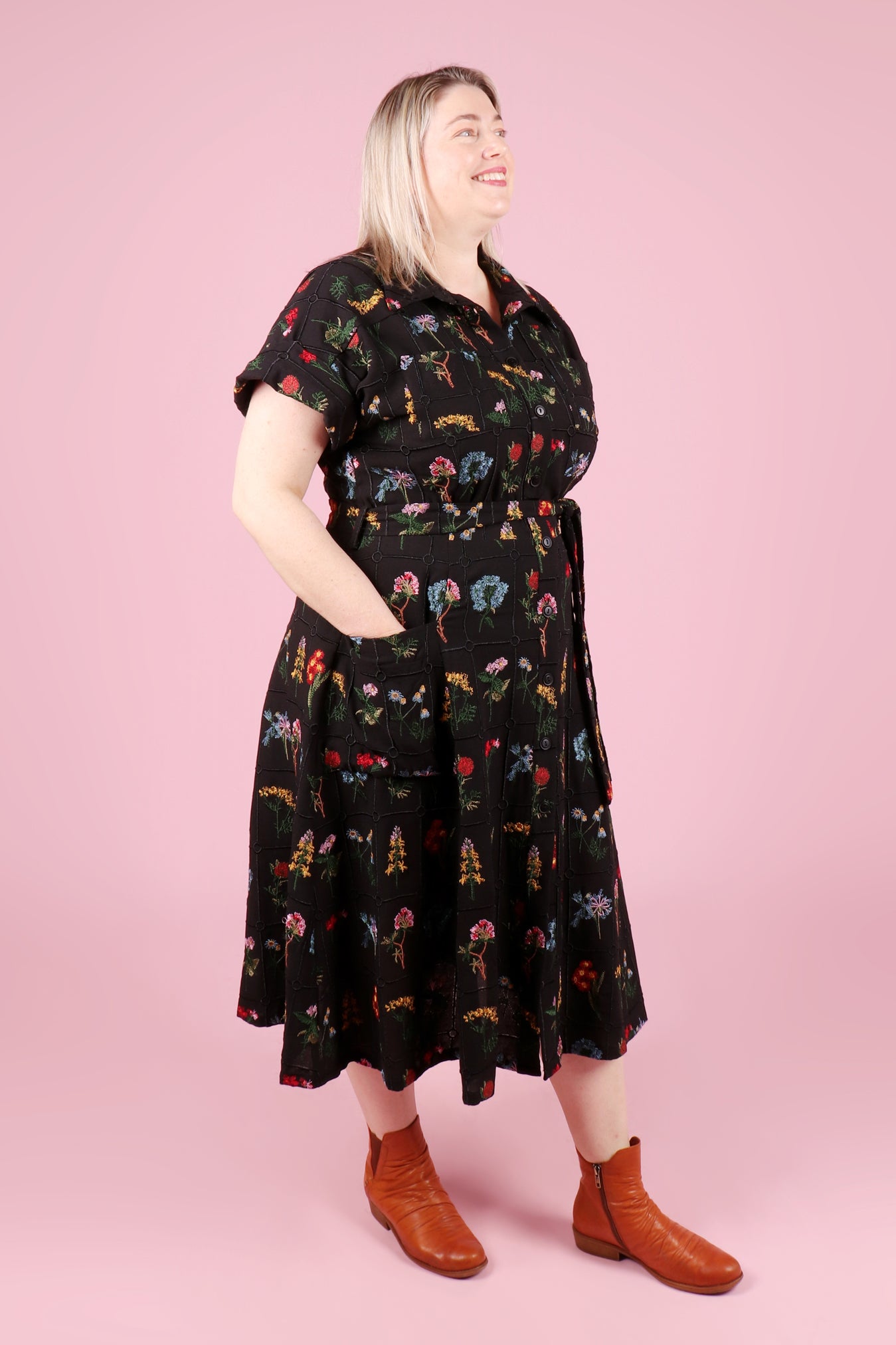 Sabrina Dress Embroidered Botany