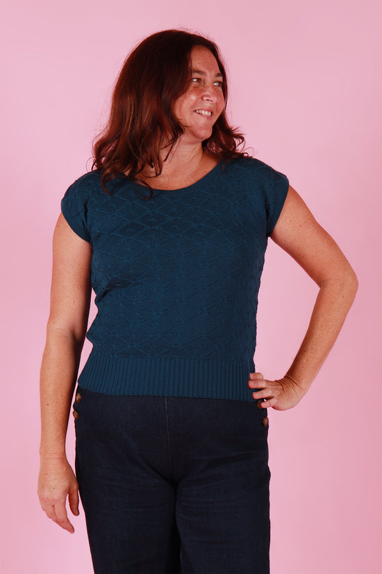 Michelle Knit Top Blue Jay