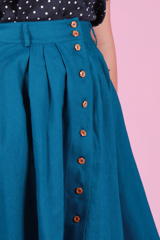 Saski Skirt Daisy Kingfisher Linen