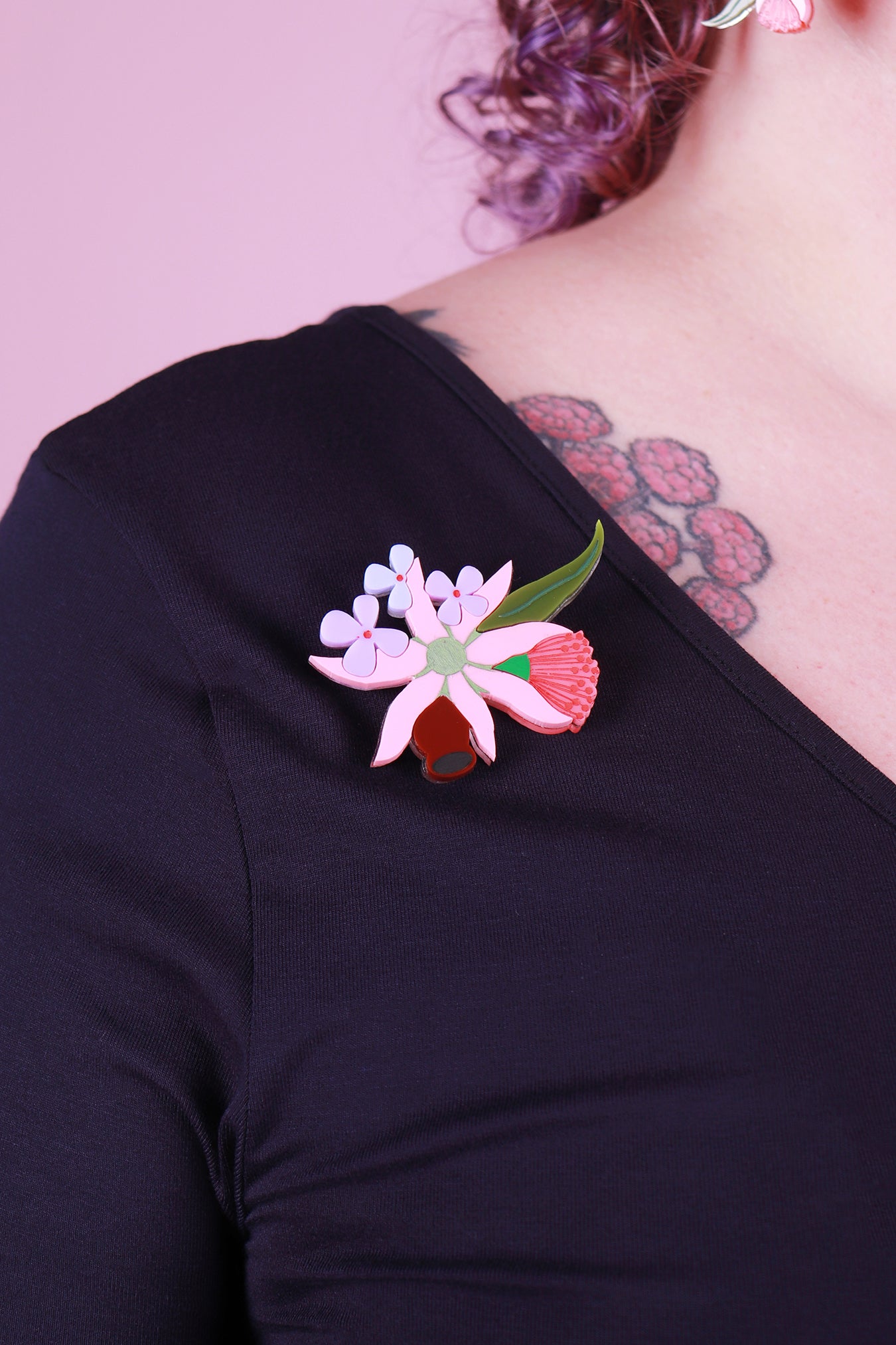 Bruny Island Bouquet Brooch Pink