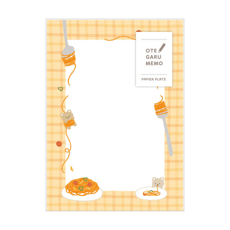 Memo Pad Otegaru Bear eating pasta