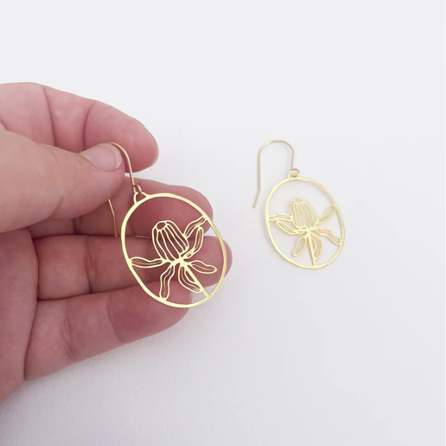 Mini Banksia Flower Earrings Gold