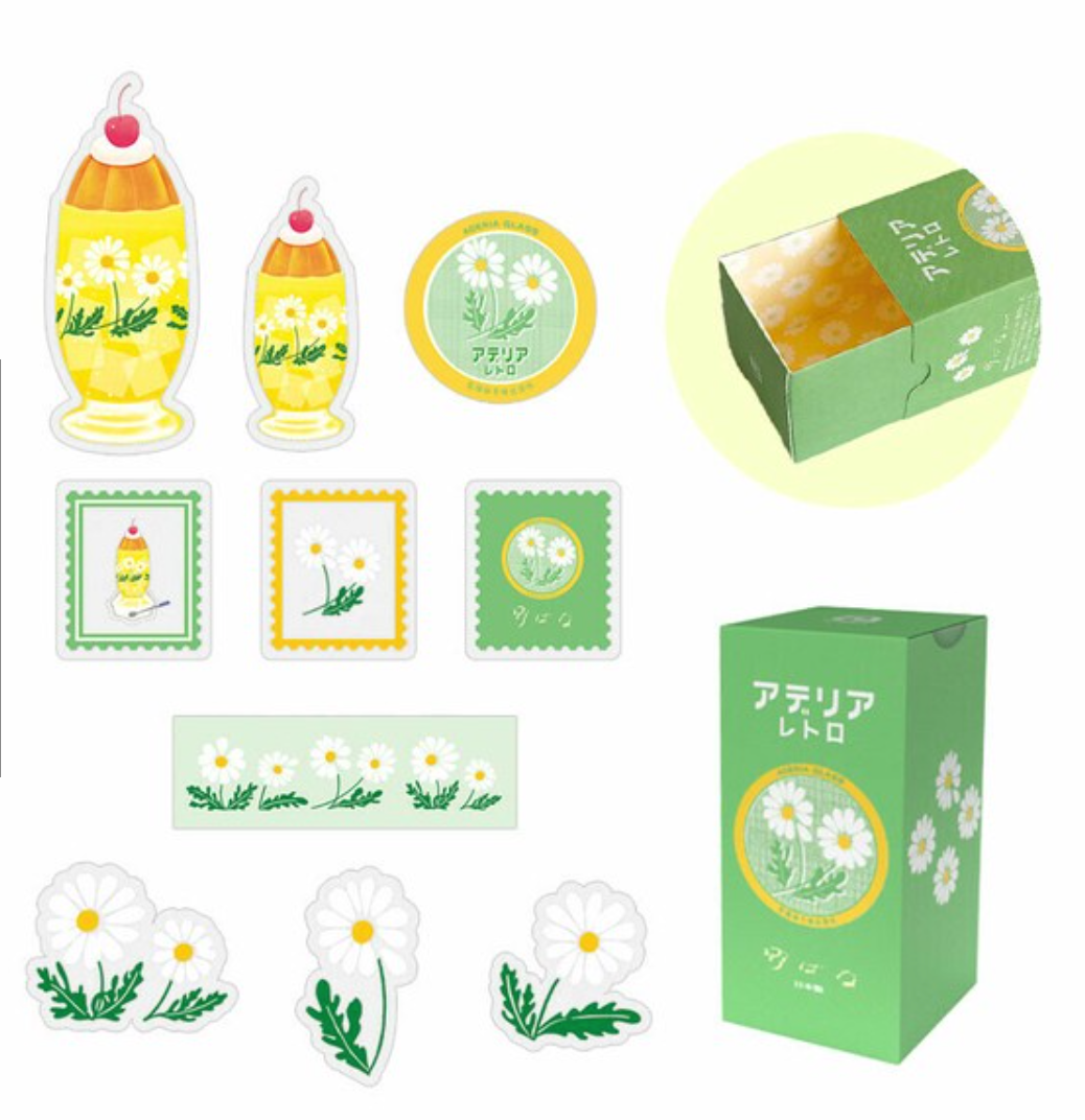 Adelia Flake Stickers Green Wildflowers
