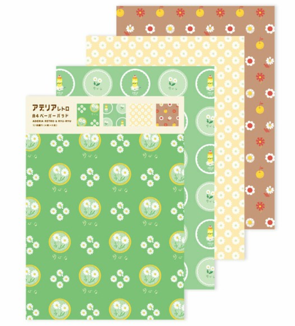 Adelia Retro Papers Green Wildflowers 32 sheets