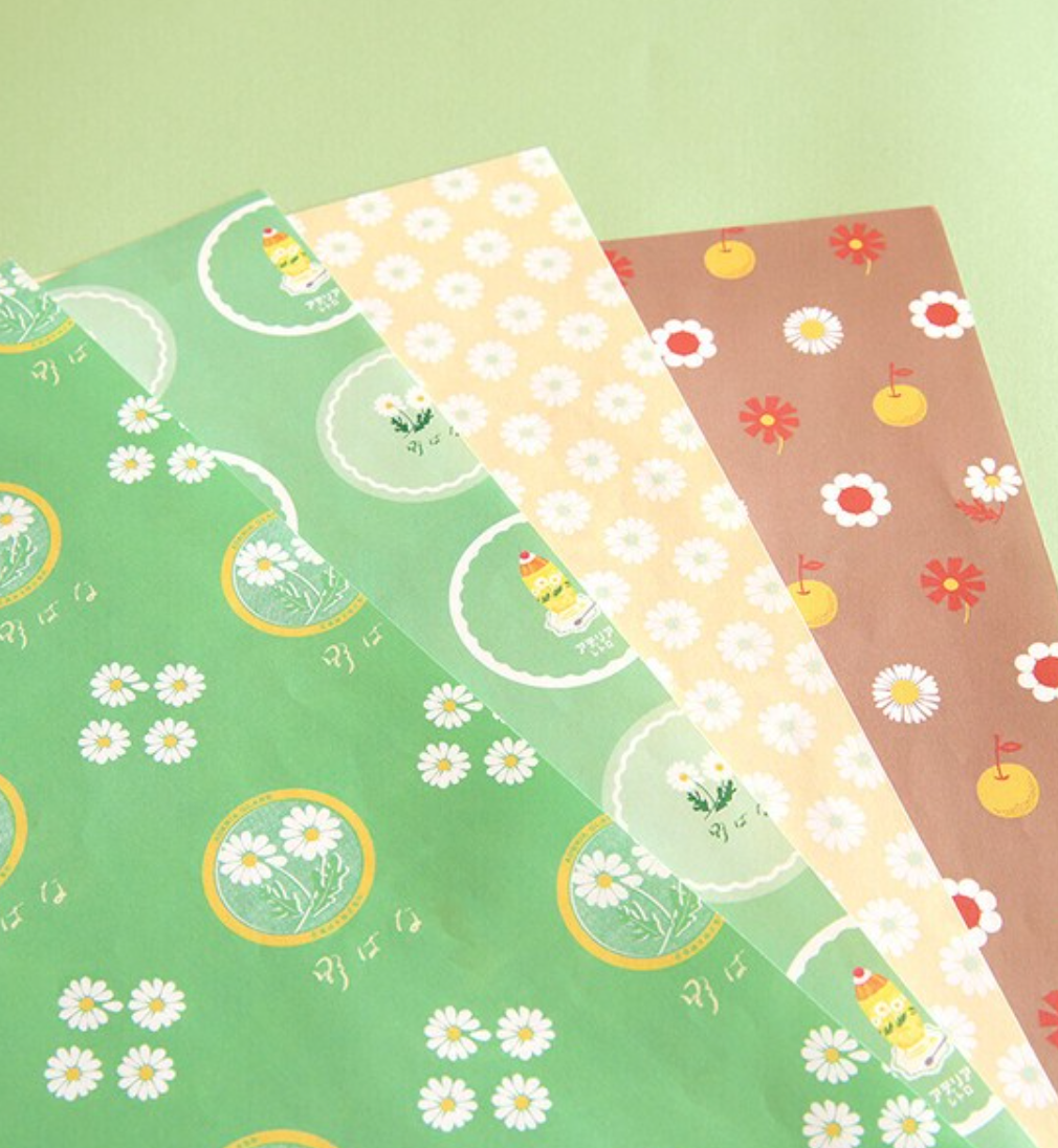 Adelia Retro Papers Green Wildflowers 32 sheets