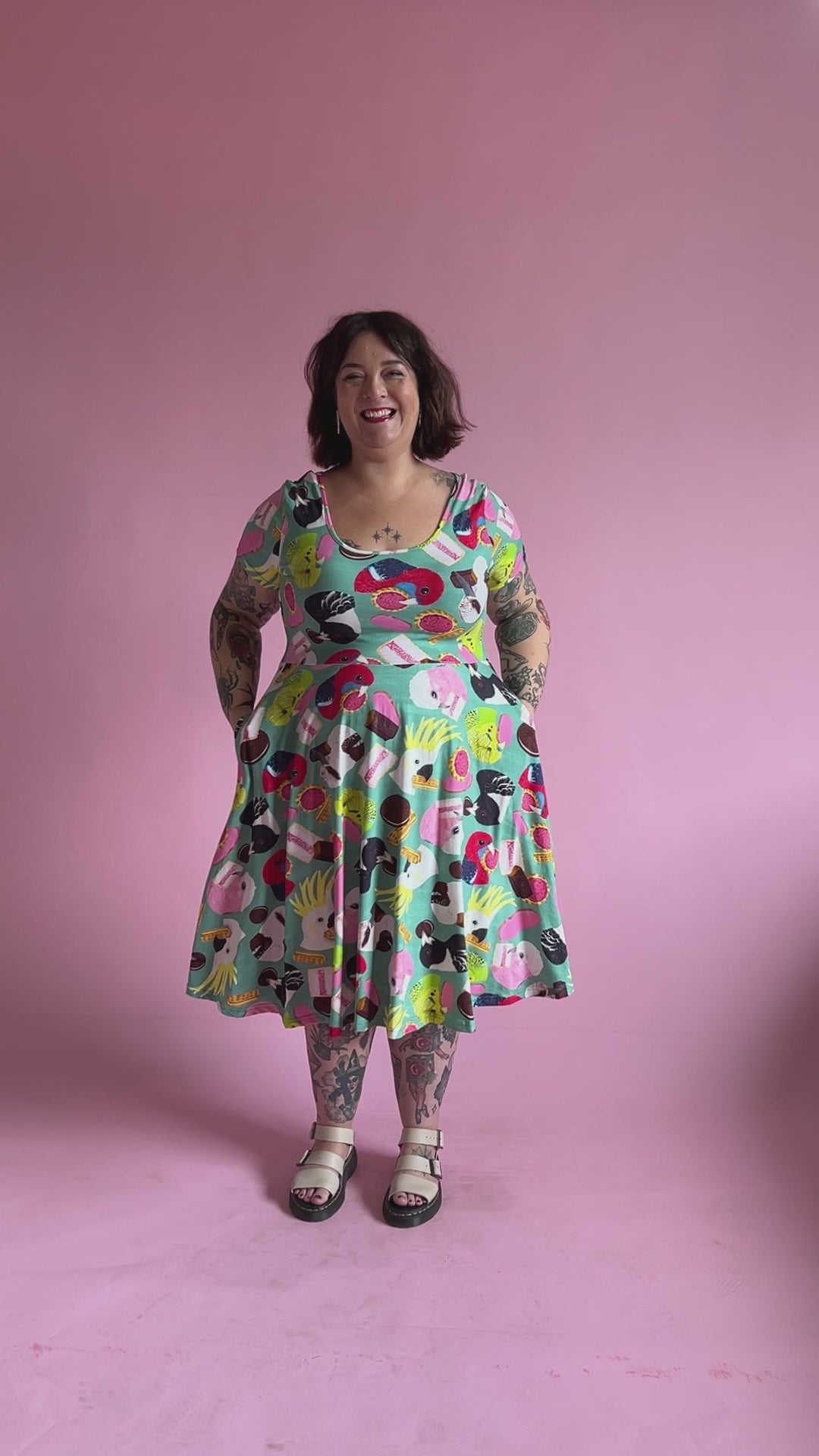 Load and play video in Gallery viewer, Bronte Dress Midi Birdy Allsorts

