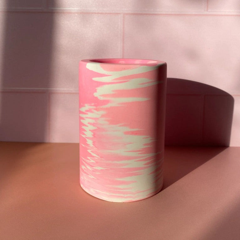 Marbled Round Vases Pink Dreams