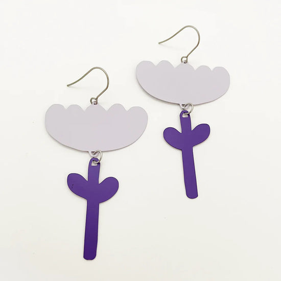 Flower Dangle Earrings Lilac Violet