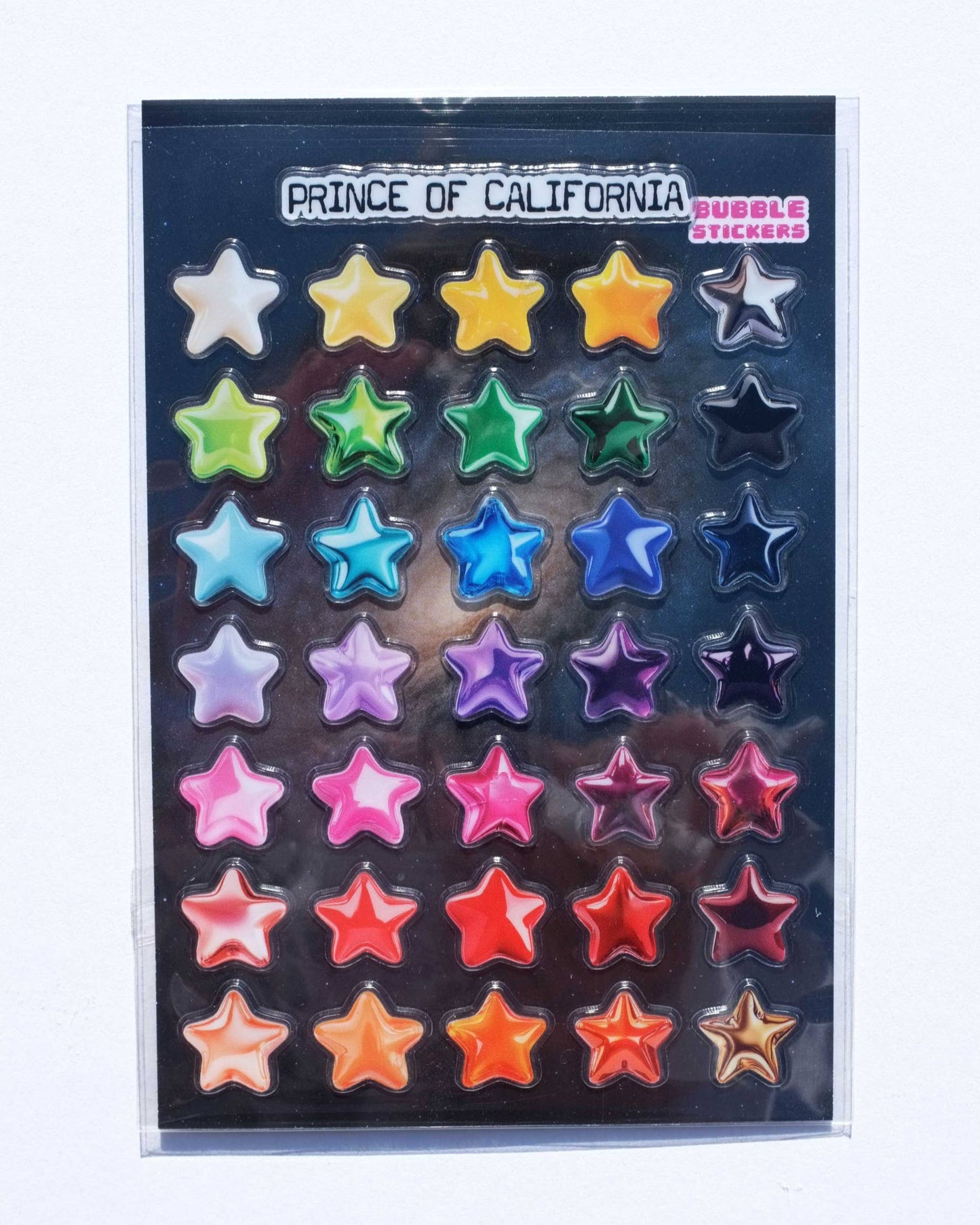 3D Rainbow Star Transparent Sticker Sheet