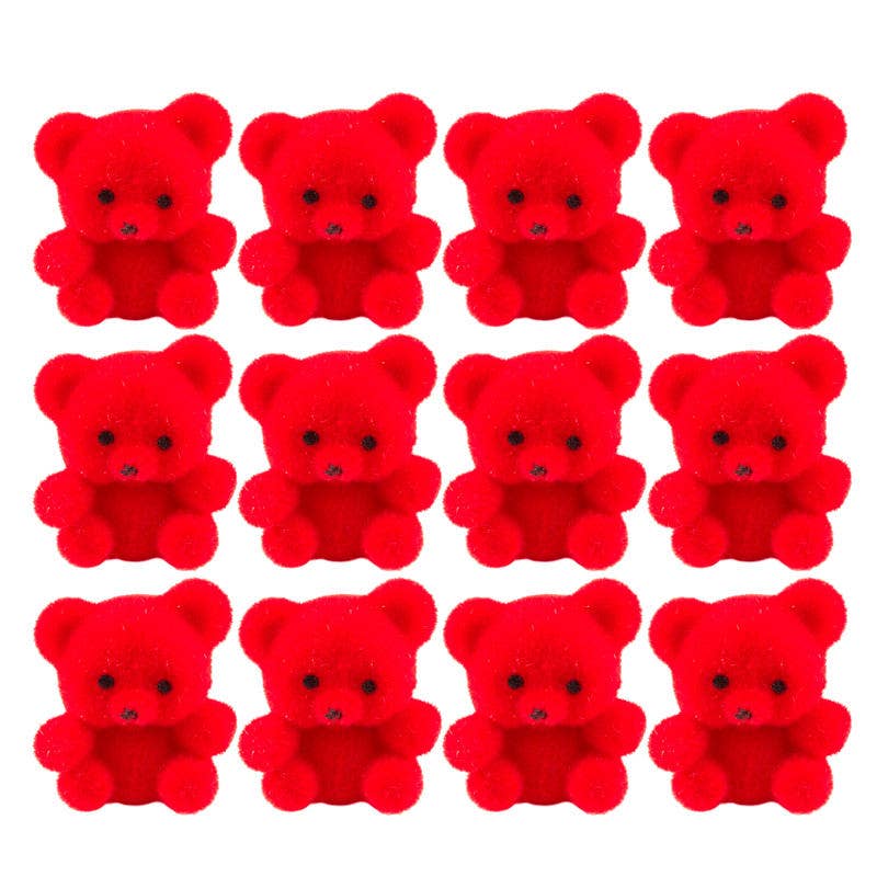 Miniature Red Flocked Teddy Bear