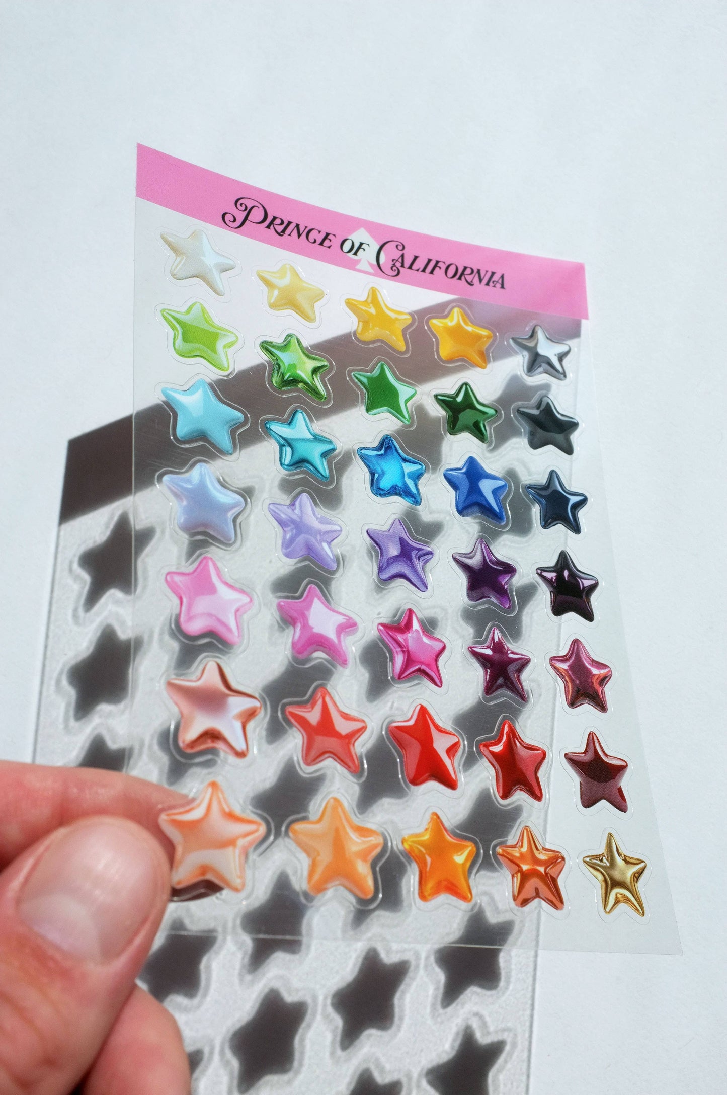 Transparent Rainbow Star Sticker Sheet