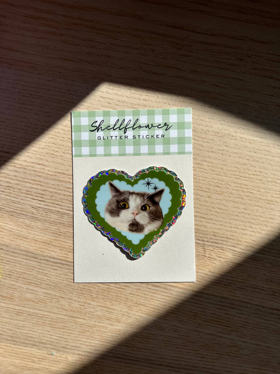 Love Cat Glitter Vinyl Sticker 