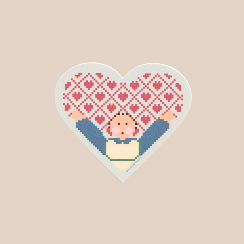 Folk Art Doll (Pink) - Matte Vinyl Sticker