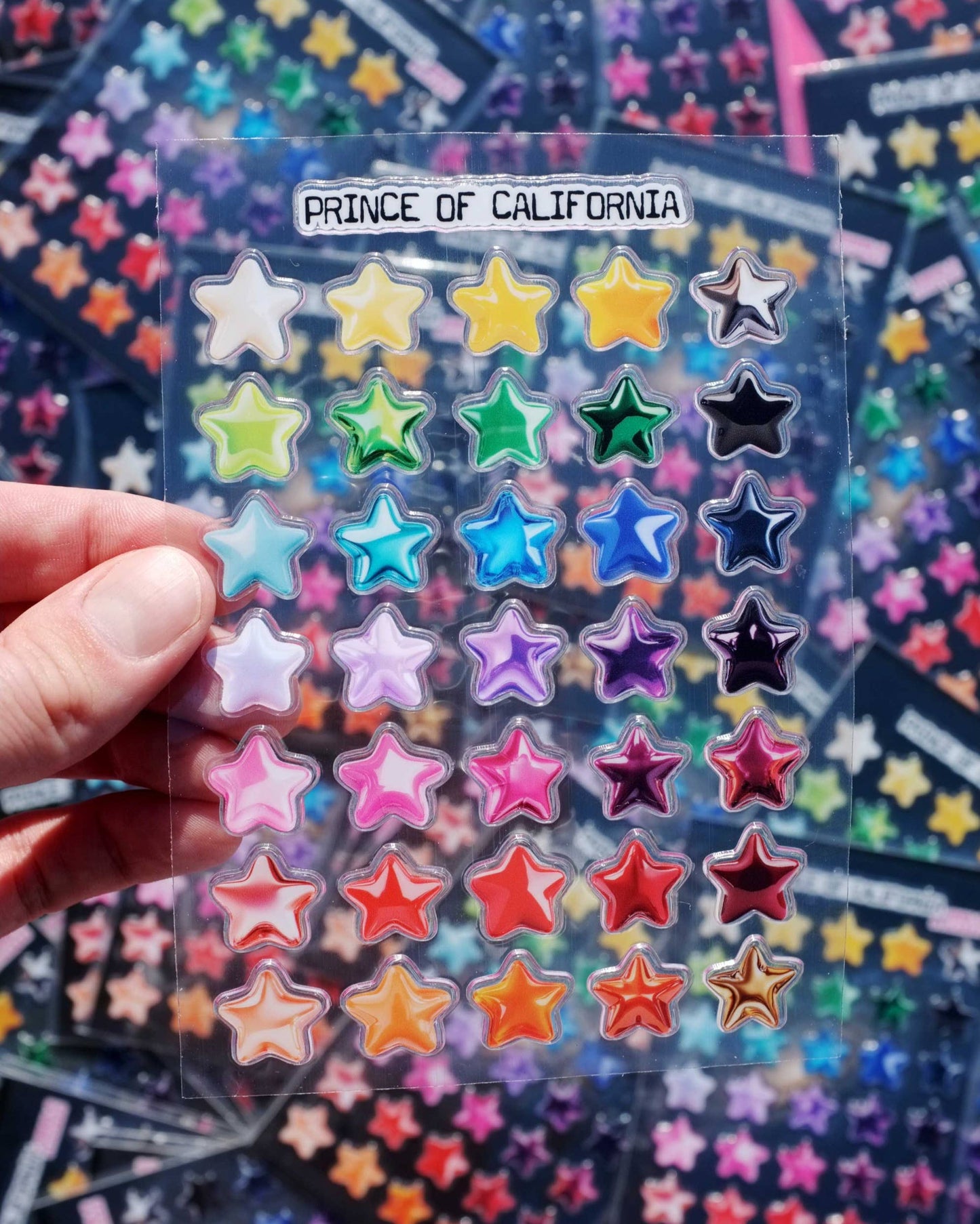 3D Rainbow Star Transparent Sticker Sheet