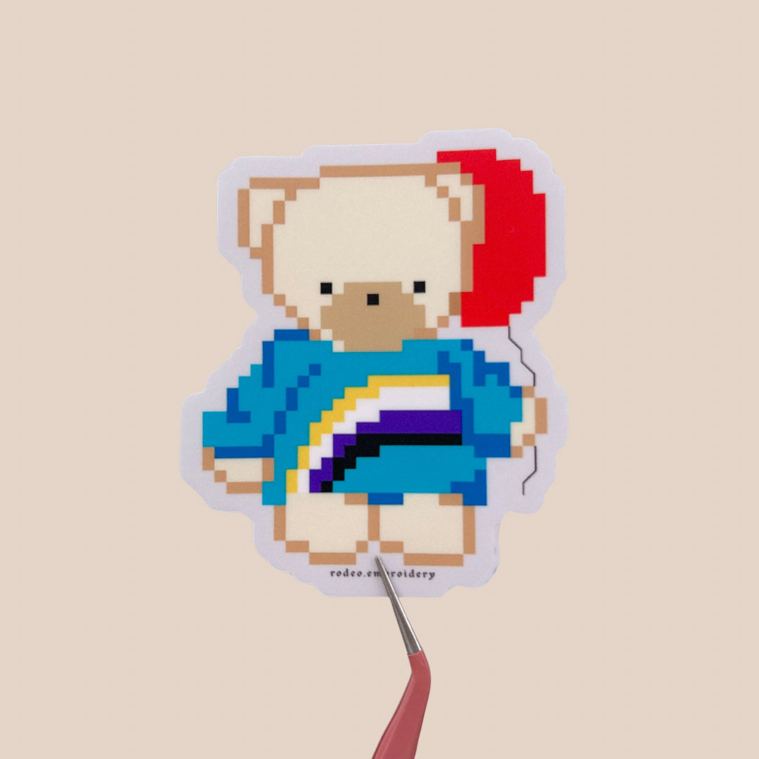 Nonbinary Pride Teddy - Matte Vinyl Sticker