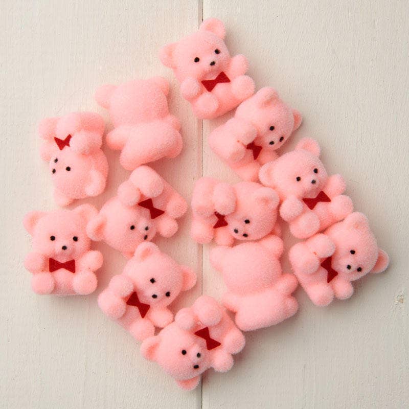 Miniature Pink Flocked Teddy Bear