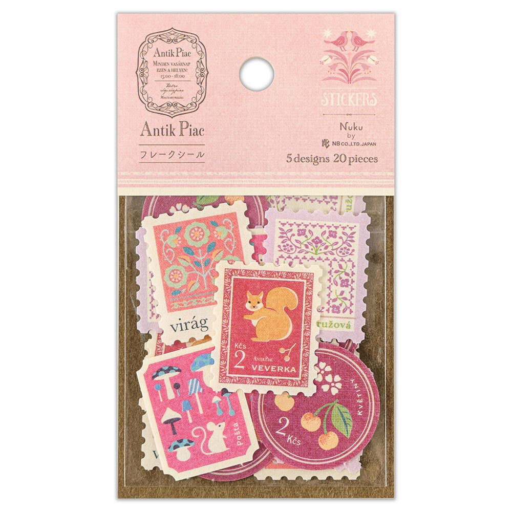 Antique Stamp Stickers Pink