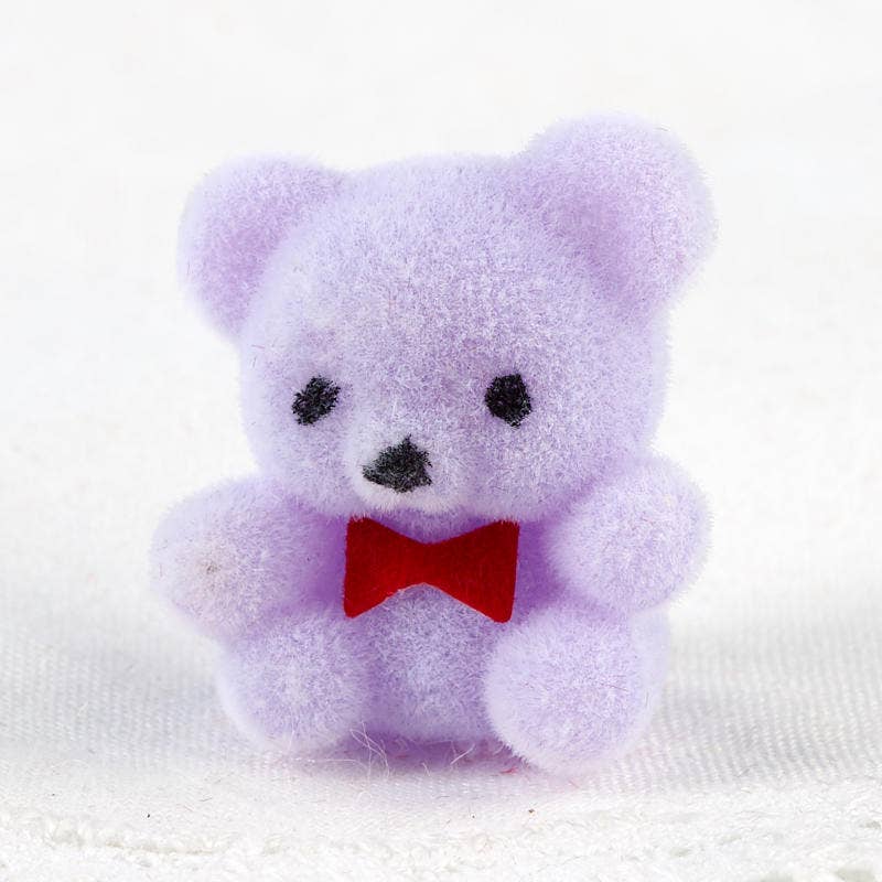 Miniature Lavender Flocked Teddy Bear