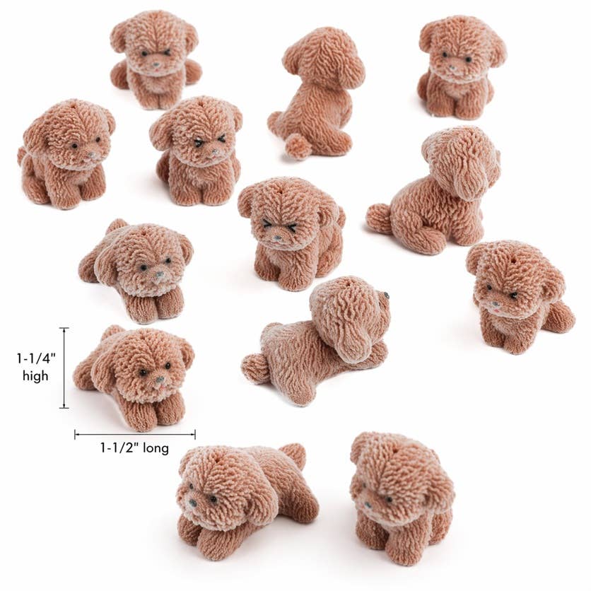 Flocked Brown Mini Baby Puppy Dogs