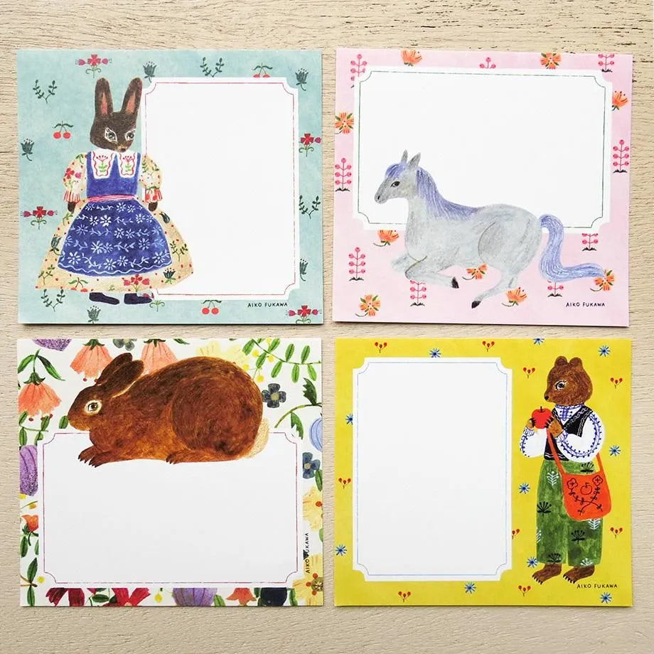 Aiko Fukawa Memo Pad Flower and Animals