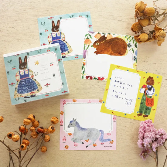 Aiko Fukawa Memo Pad Flower and Animals