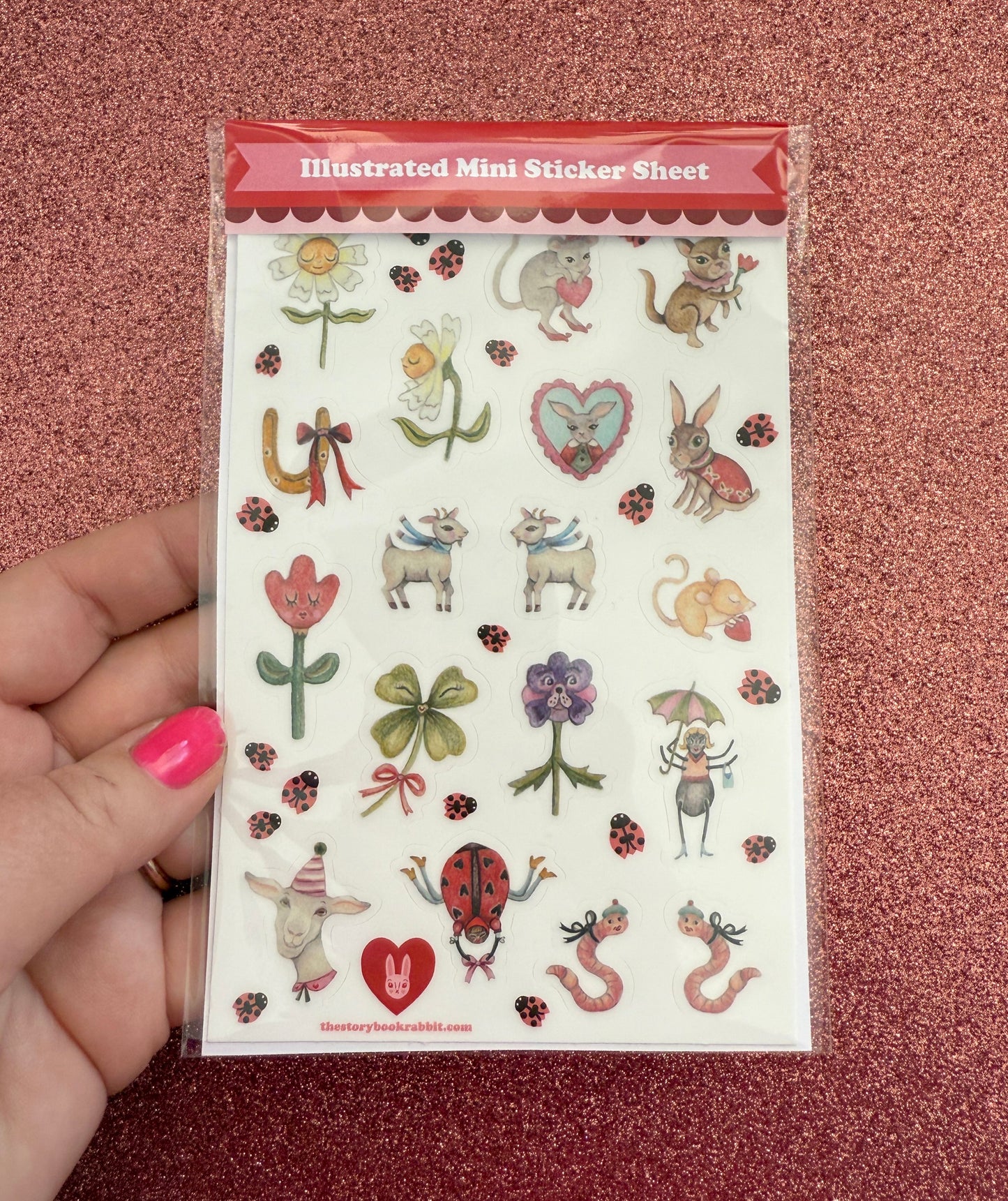 SBR Illustrated Mini Sticker Sheet - Lucky Little Garden Friends