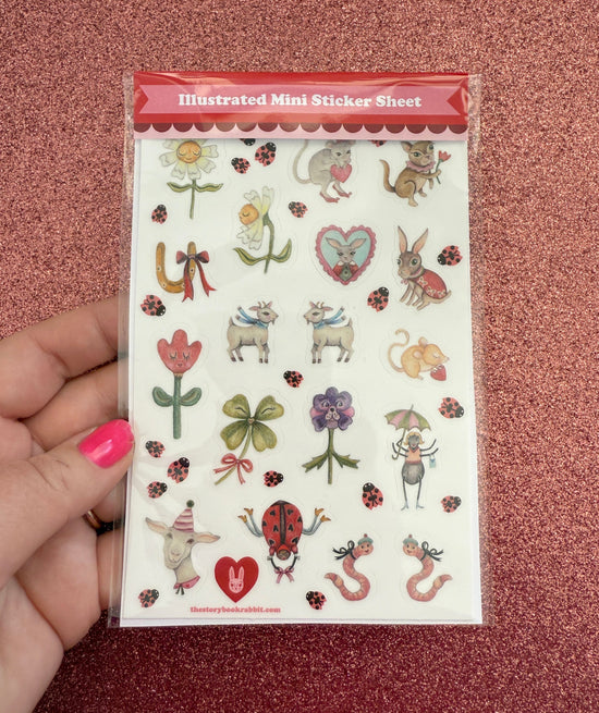 SBR Illustrated Mini Sticker Sheet - Lucky Little Garden Friends