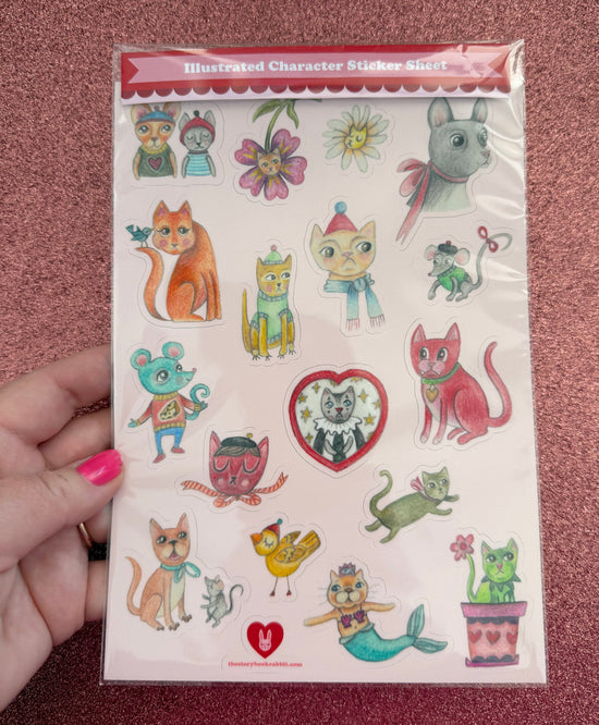 SBR Illustrated Large Sticker Sheet - Kitties and Friends