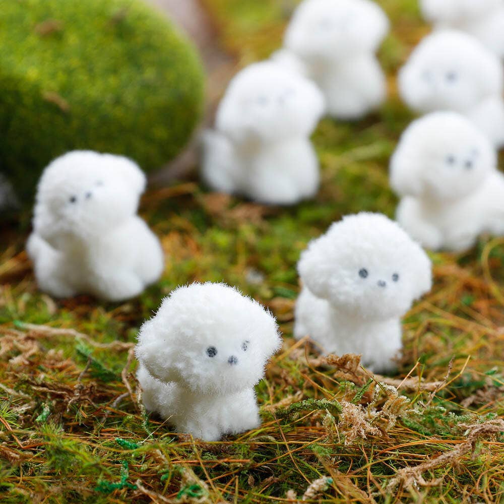 Flocked White Mini Baby Puppy Dogs