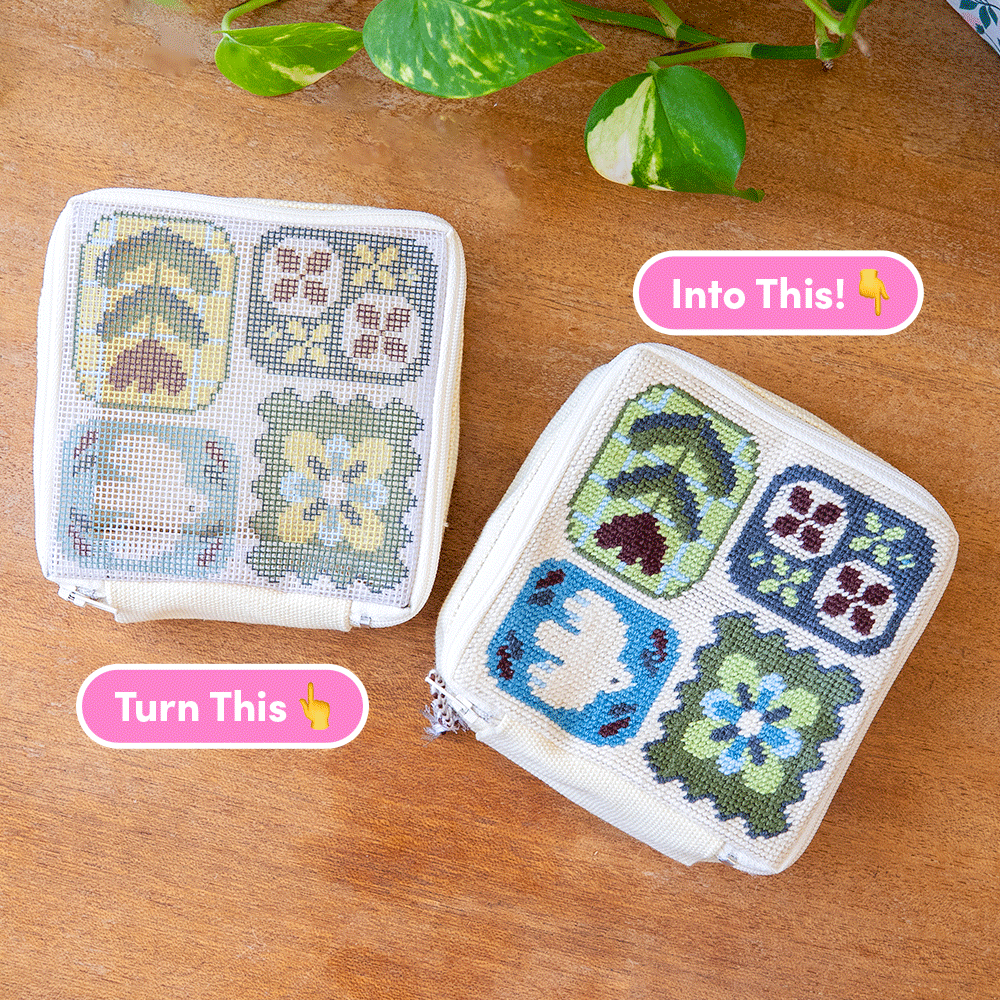 Fluttering Fables - Needlepoint Pouch Kit