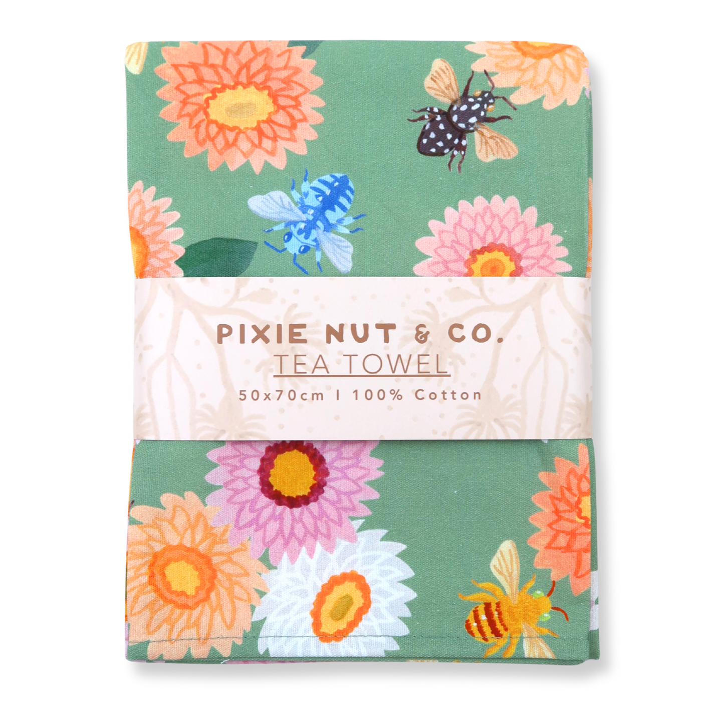 Strawflower & Native Bees Australian Tea Towel