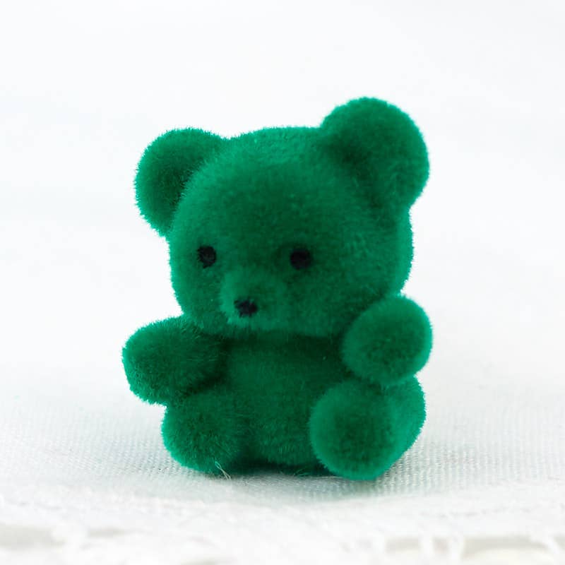 Mini Green Flocked Teddy Bear