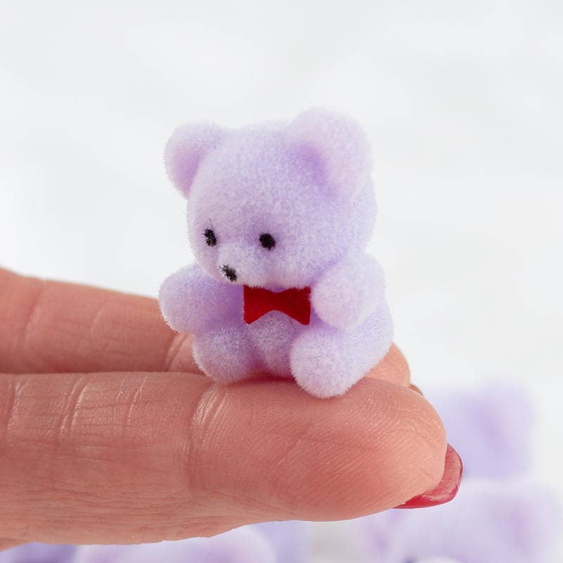Miniature Lavender Flocked Teddy Bear