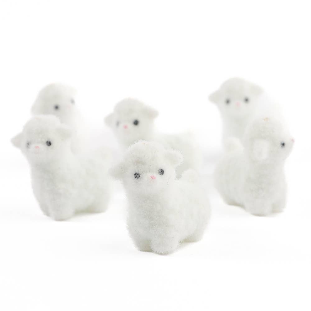 Flocked White Mini Baby Lamb Sheep