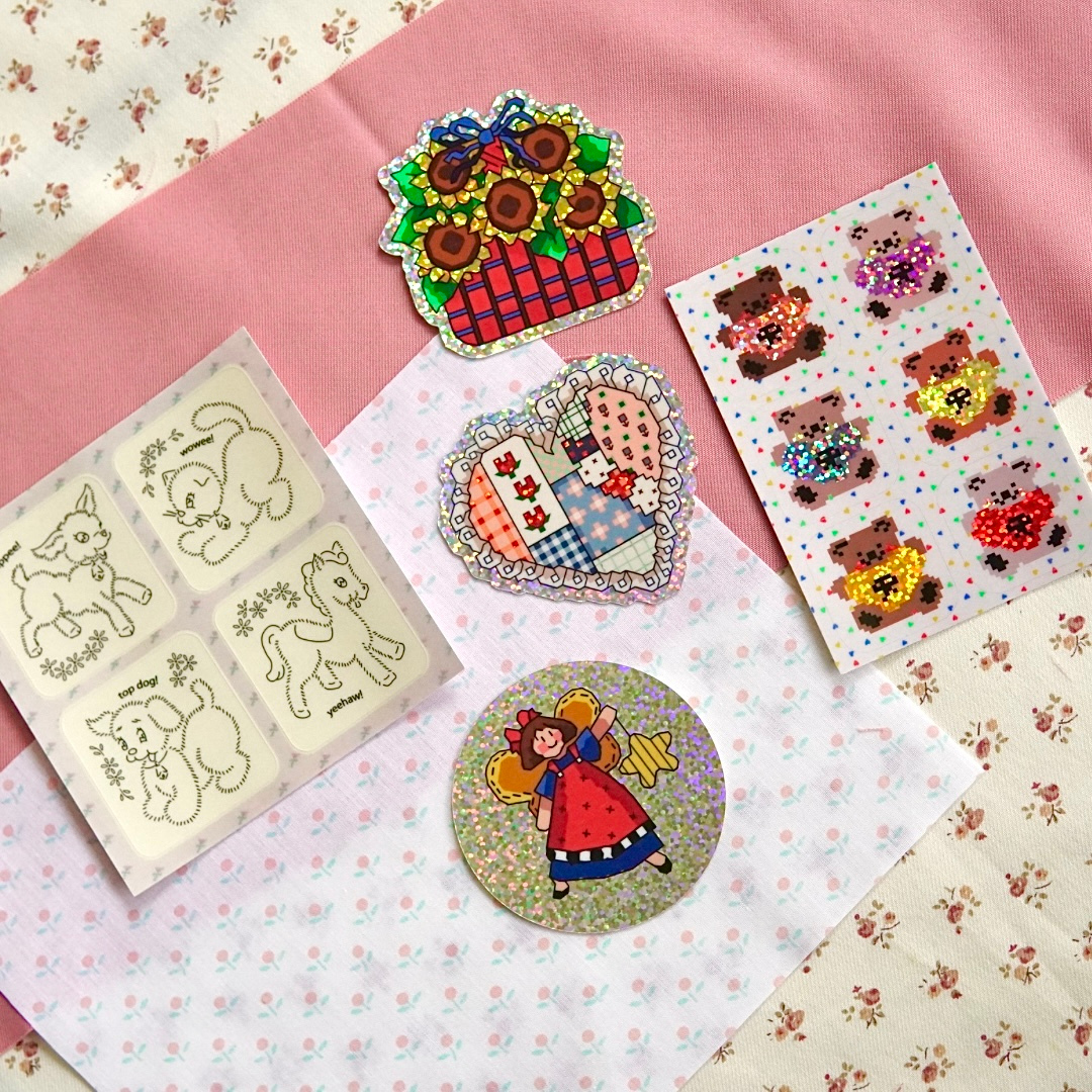 Tiny Teddies - Mini Glitter Vinyl Sticker Sheet