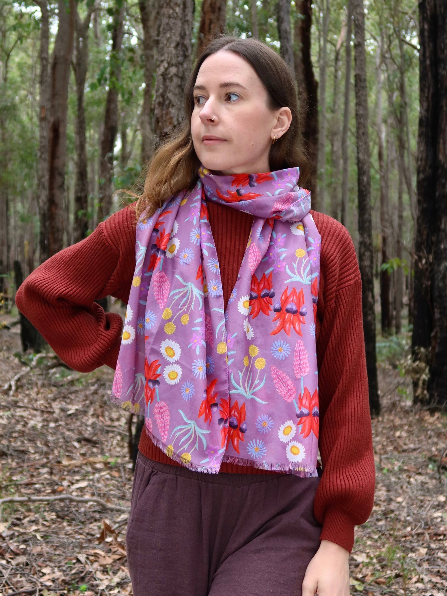 Australian Wildflower Silk/Cotton Scarf
