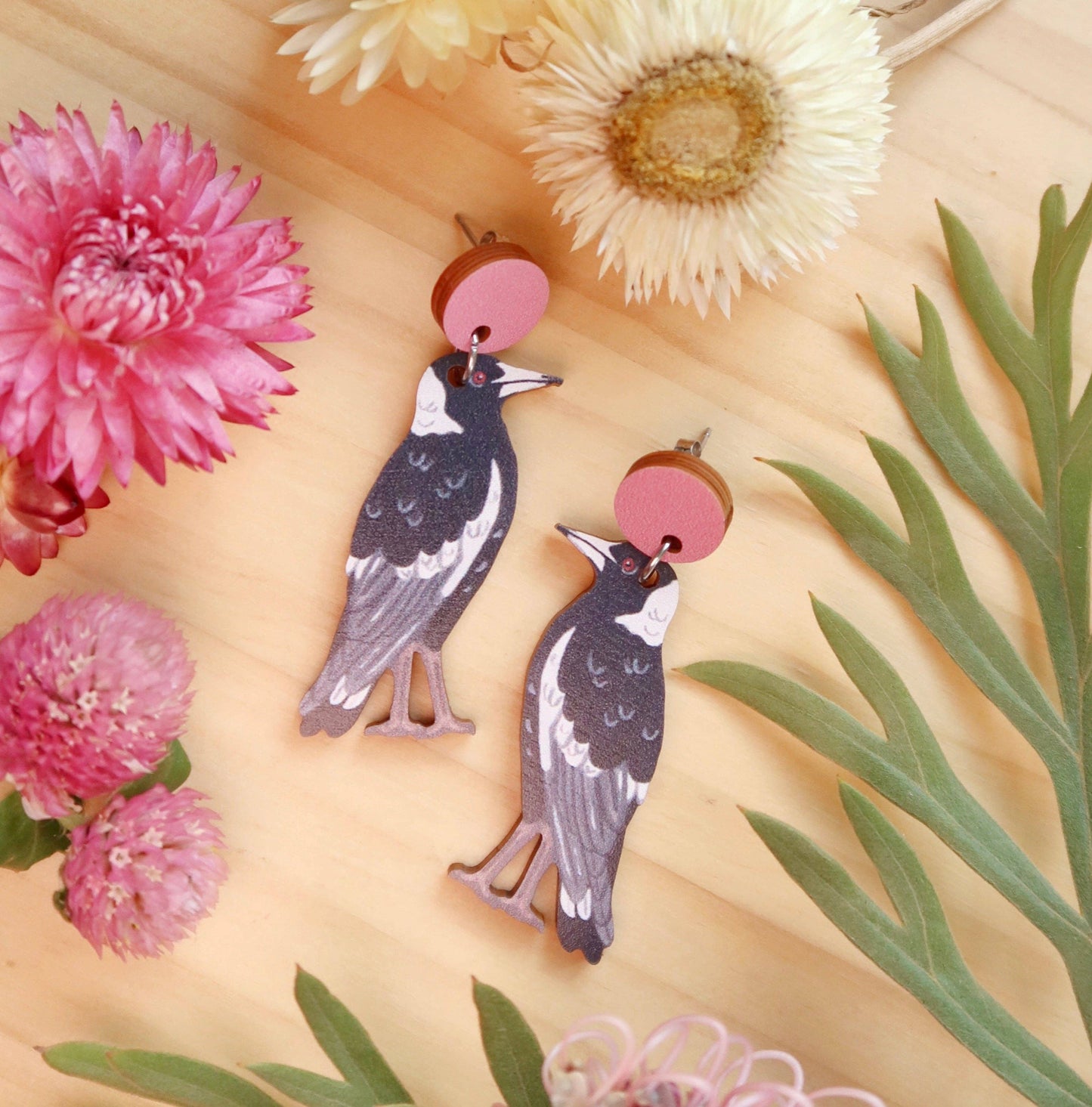 Magpie Australian Bird Earrings