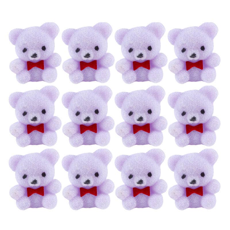 Miniature Lavender Flocked Teddy Bear