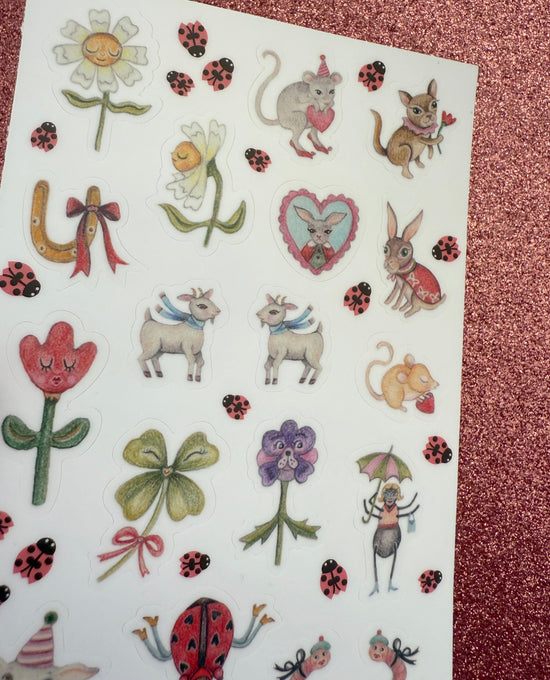 SBR Illustrated Mini Sticker Sheet - Lucky Little Garden Friends
