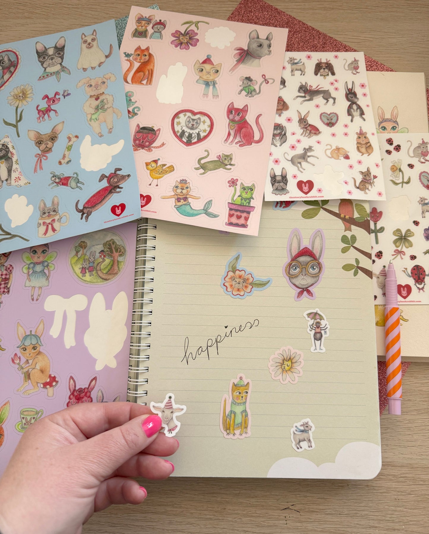 SBR Illustrated Large Sticker Sheet - Kitties and Friends