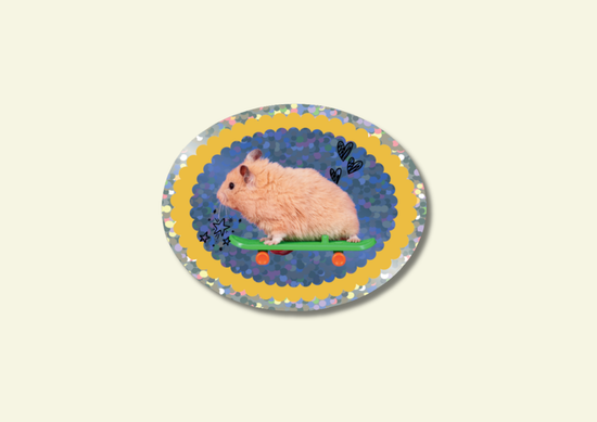 Skateboard Hamster Glitter Vinyl Sticker