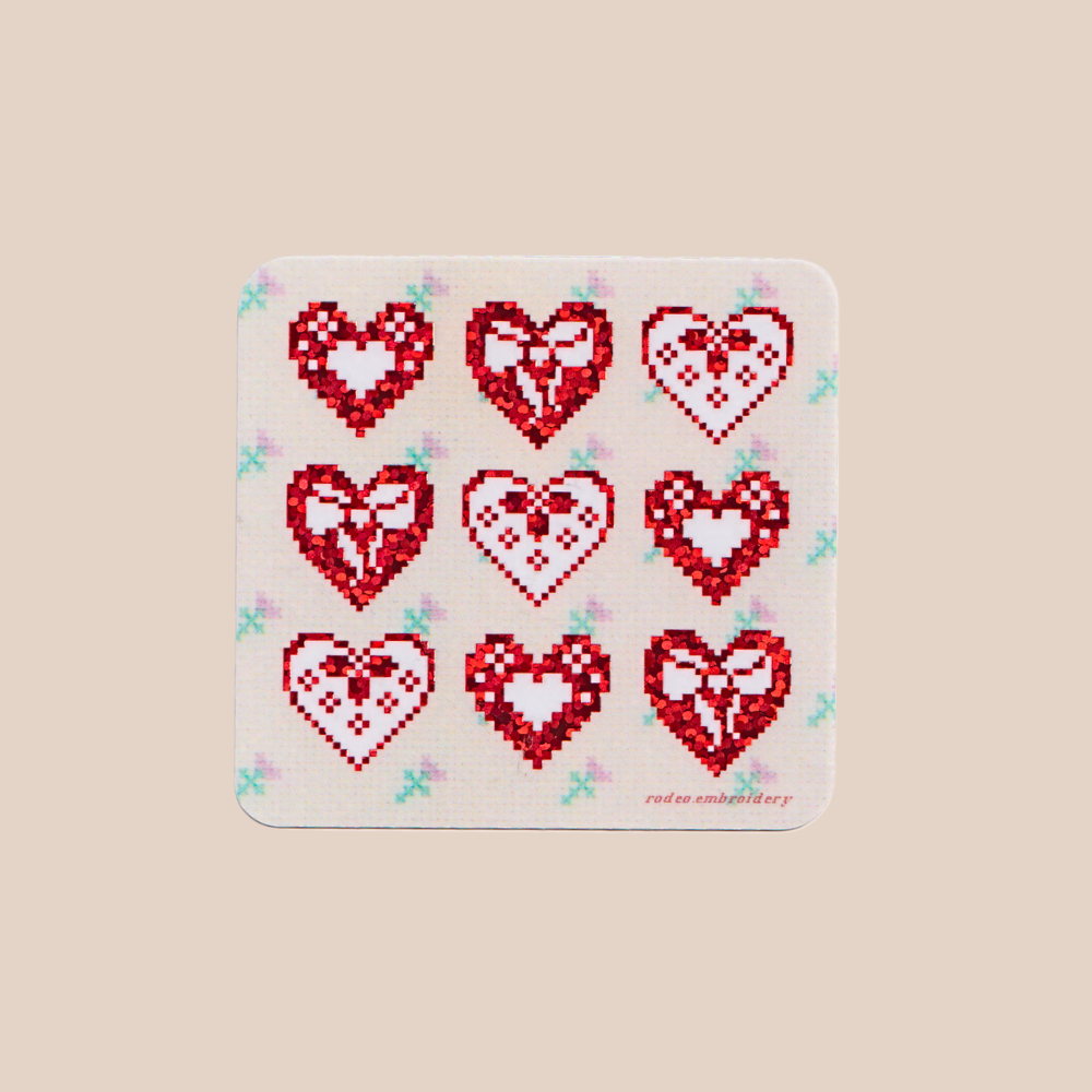 Hearts on Hearts - Glitter Vinyl Sticker
