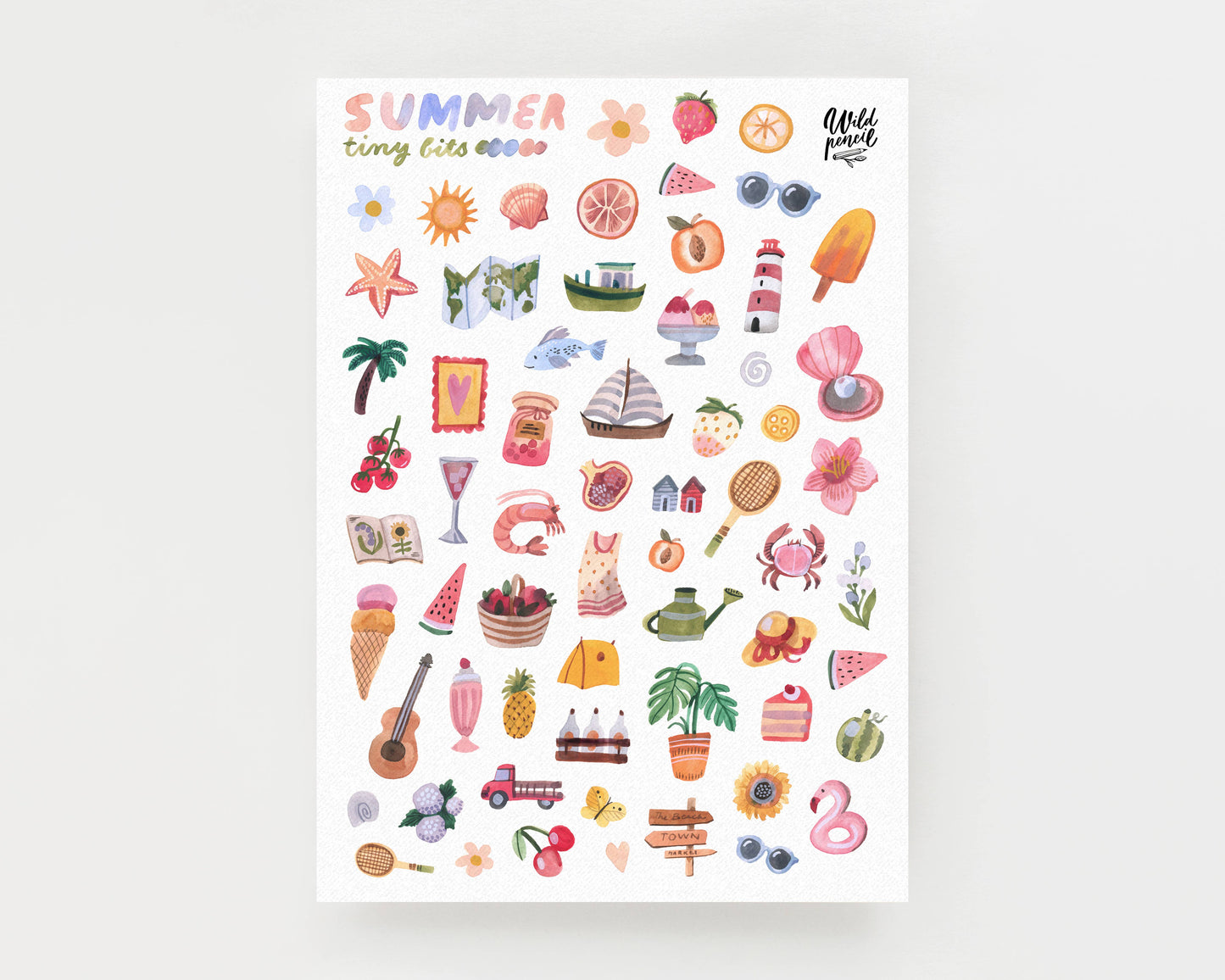 Vinyl sticker sheet — Summer Tiny Bits