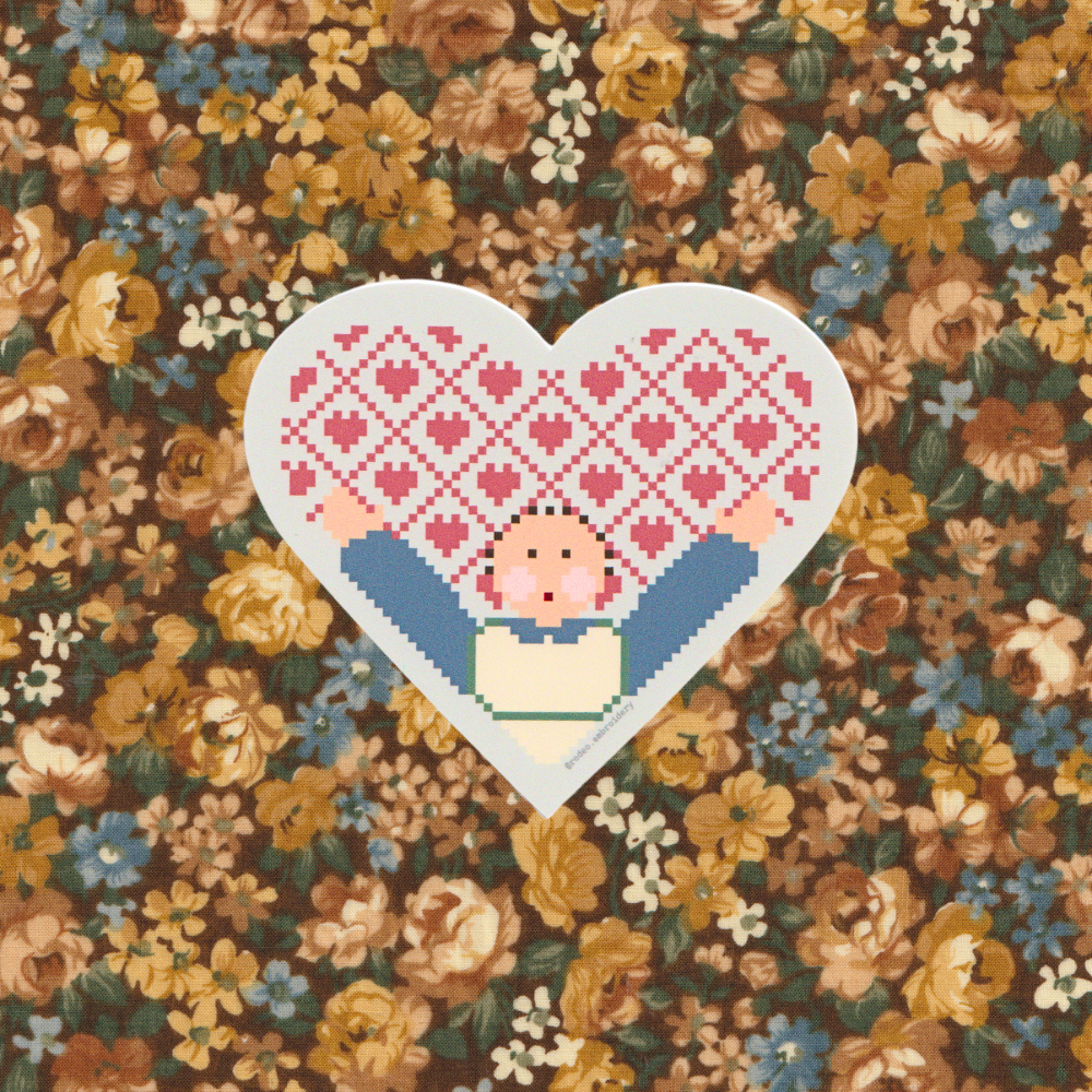 Folk Art Doll (Pink) - Matte Vinyl Sticker