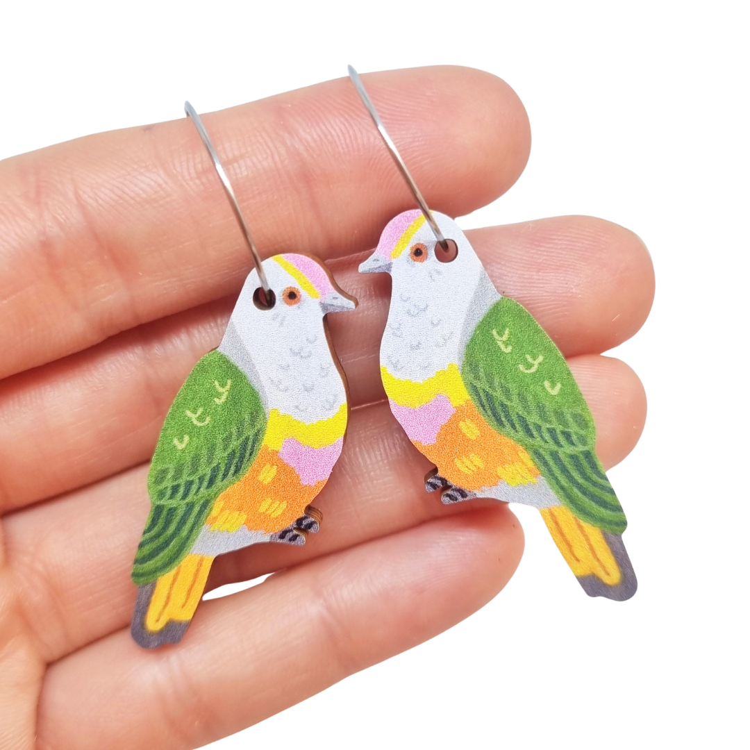 Fruit Dove Bird Earrings
