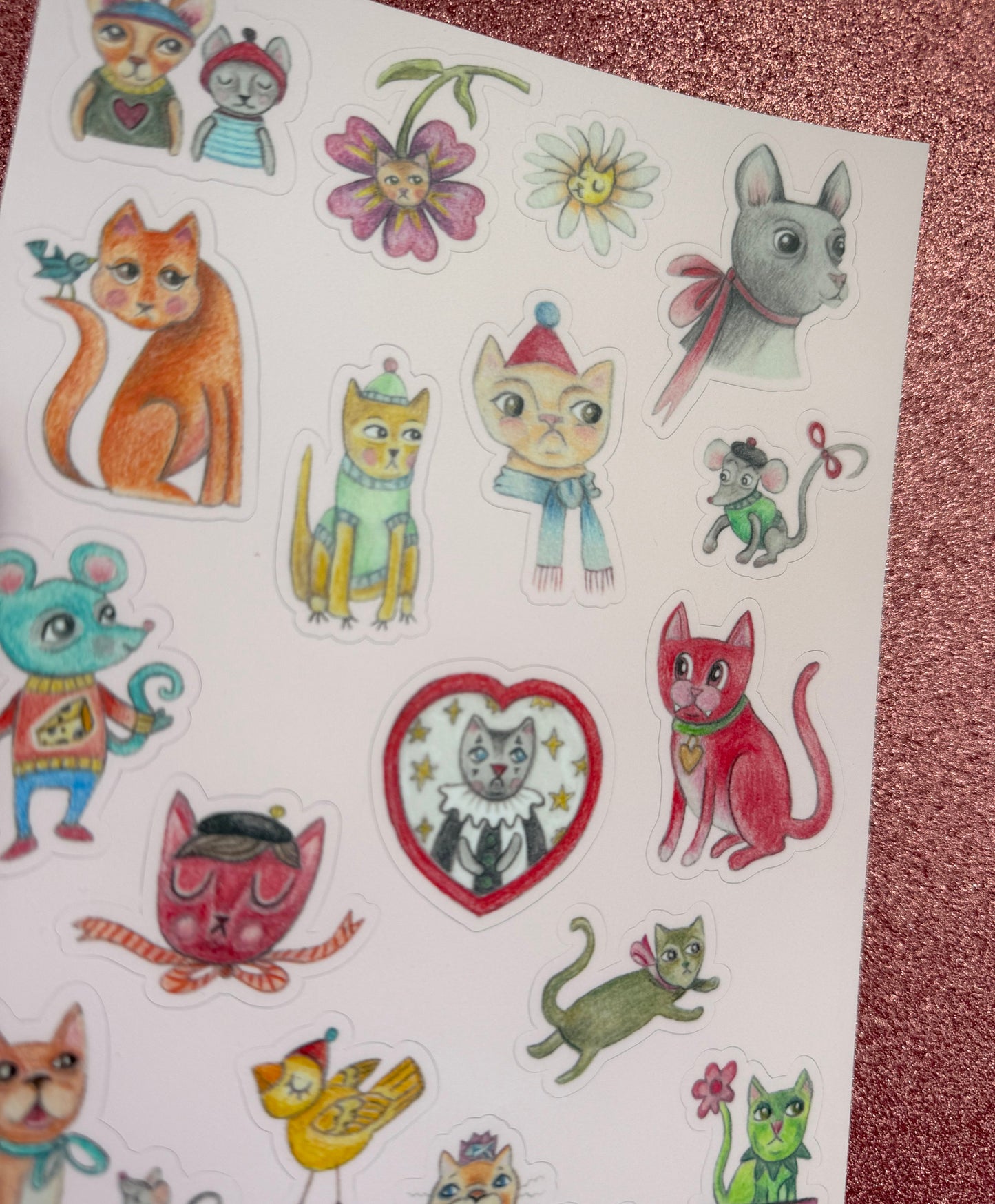 SBR Illustrated Large Sticker Sheet - Kitties and Friends